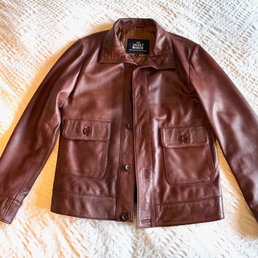 Brown Leather bomber jacket - By the jacket maker